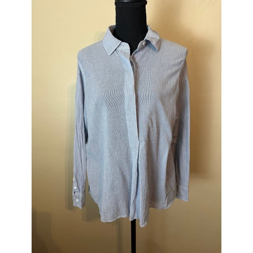 ELIZABETH and JAMES Women’s Casual Button Down Shirt BLOUSE Long Sleeve Medium